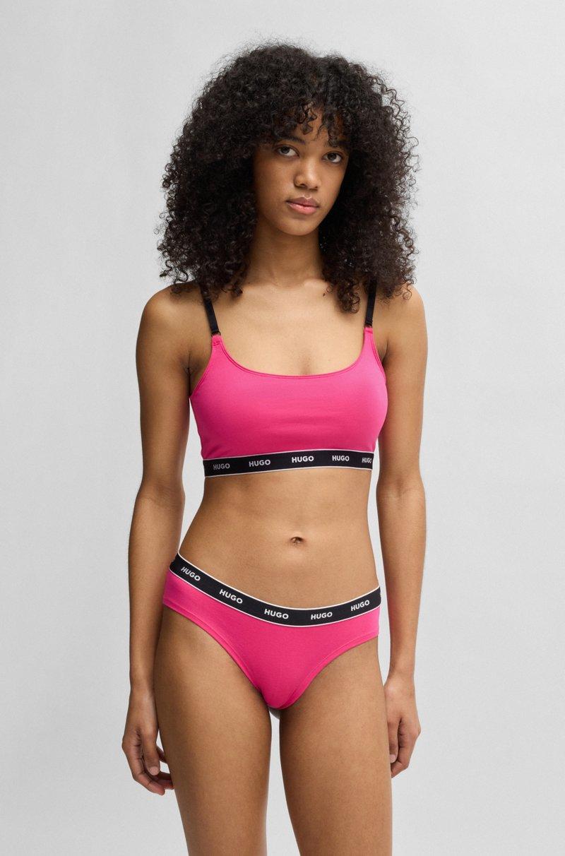 Hugo Boss Paquete de dos bralettes de algodón elástico con cinta de logo
