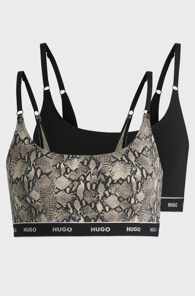 Hugo Boss Paquete De Dos Bralettes De Algodón Elástico Con Logos En La Cinta Inferior