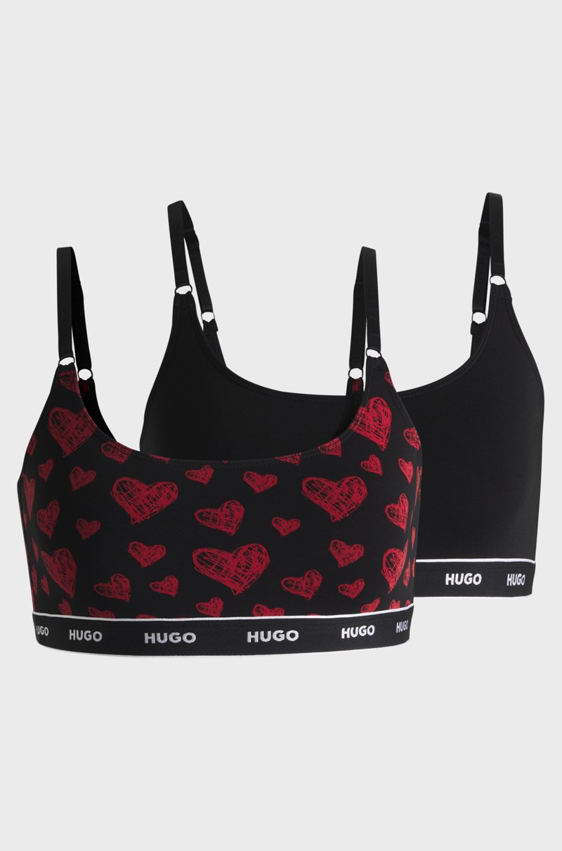Hugo Boss Paquete De Dos Bralettes De Algodón Elástico Con Logos En La Cinta Inferior