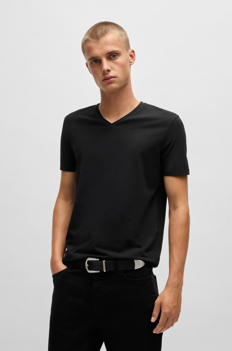 Hugo Boss Paquete De Dos Camisetas De Algodón Elástico Con Cuello En Pico