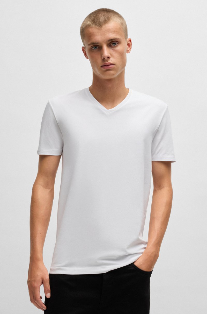 Hugo Boss Paquete De Dos Camisetas De Algodón Elástico Con Cuello En Pico