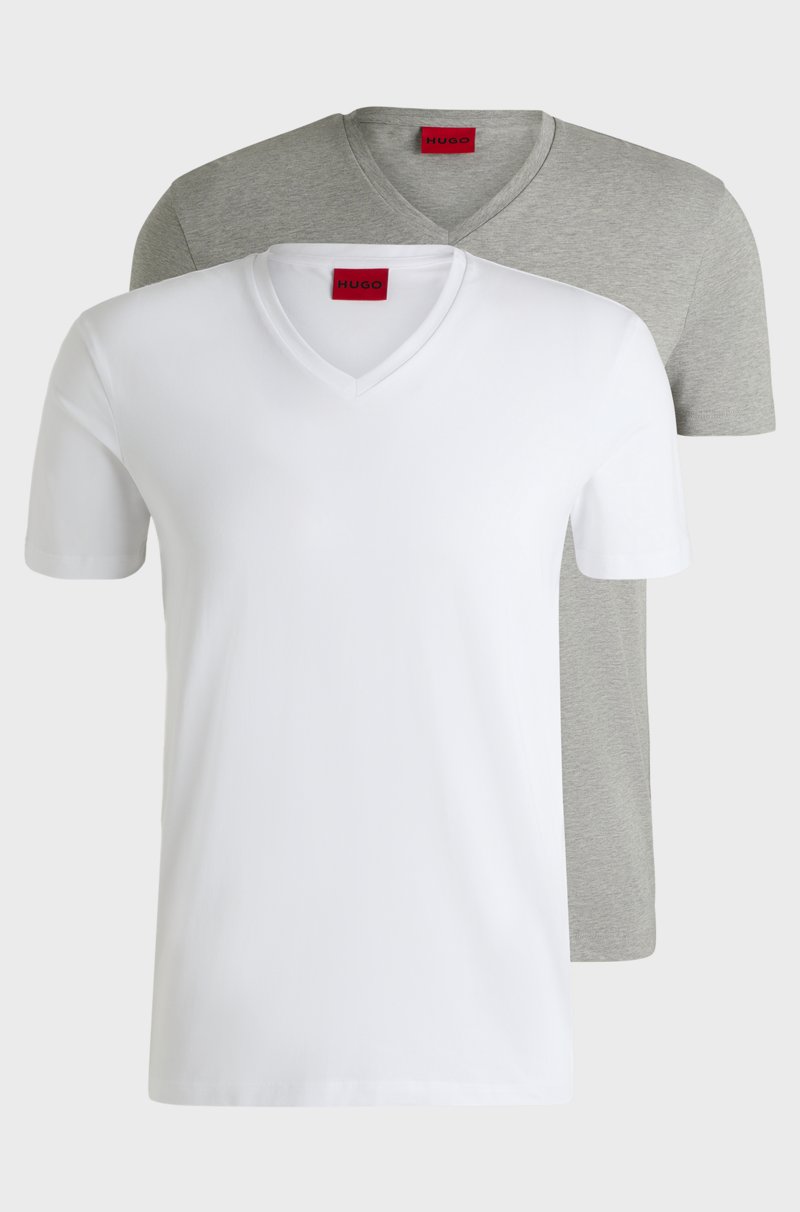 Hugo Boss Paquete de dos camisetas de algodón elástico con cuello en pico
