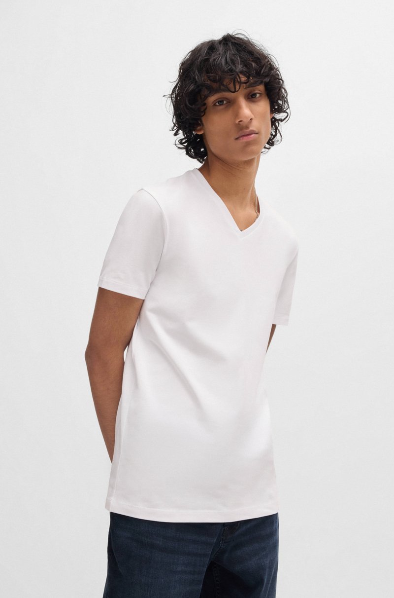 Hugo Boss Paquete De Dos Camisetas De Algodón Elástico Con Cuello En Pico