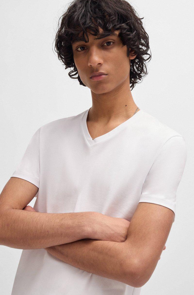 Hugo Boss Paquete De Dos Camisetas De Algodón Elástico Con Cuello En Pico