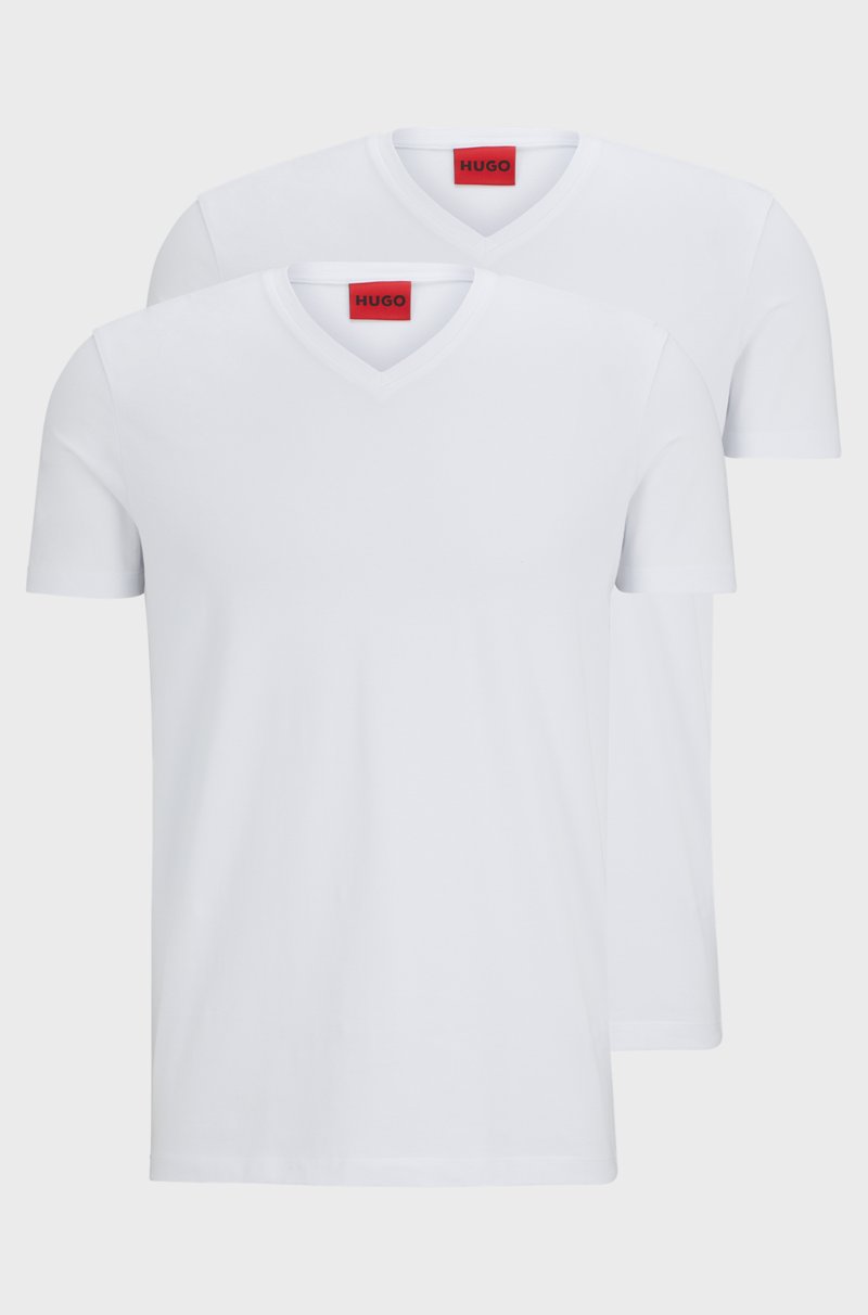 Hugo Boss Paquete de dos camisetas de algodón elástico con cuello en pico