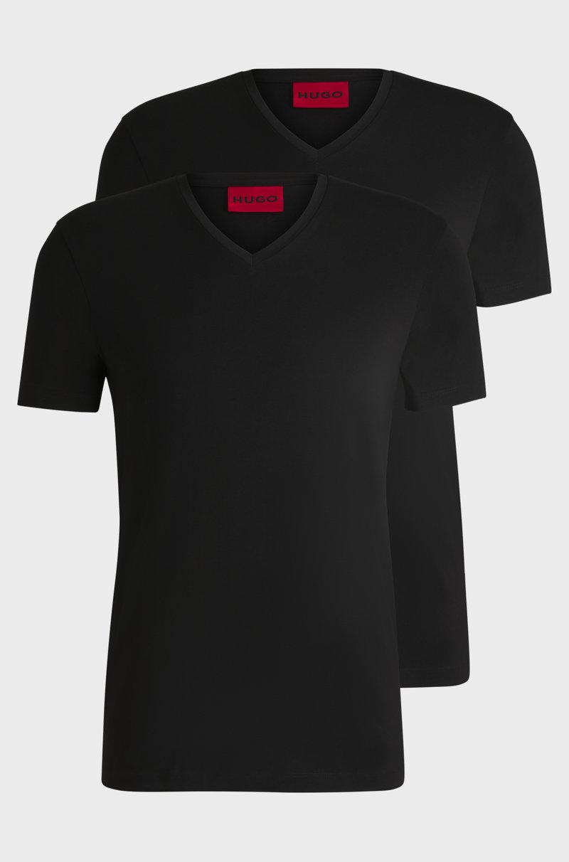 Hugo Boss Paquete de dos camisetas de algodón elástico con cuello en pico