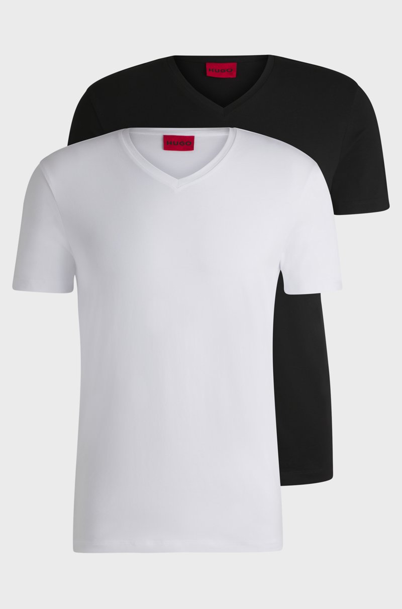 Hugo Boss Paquete de dos camisetas de algodón elástico con cuello en pico