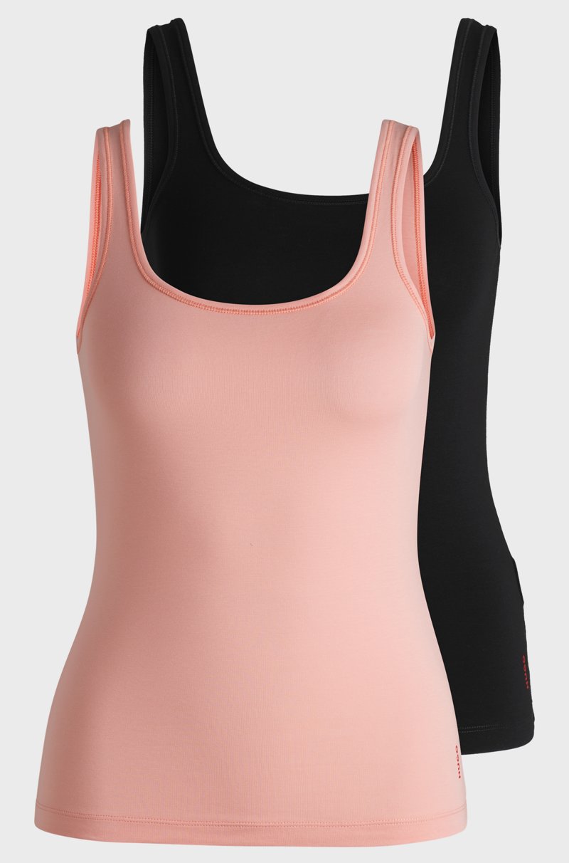 Hugo Boss Paquete De Dos Camisetas De Tirantes En Algodón Elástico Con Logos Estampados