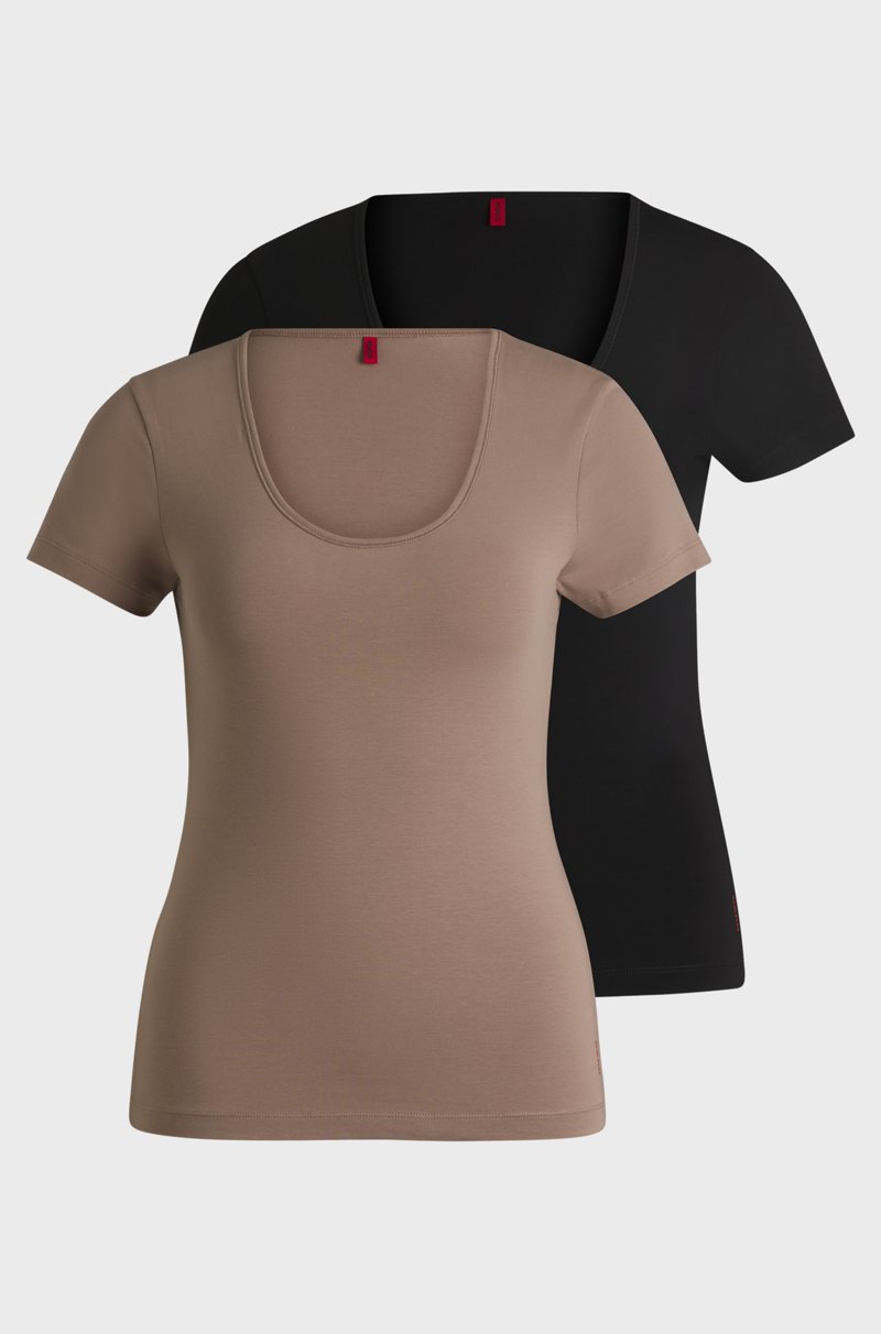 Hugo Boss Paquete De Dos Camisetas Interiores De Algodón Elástico Con Logos