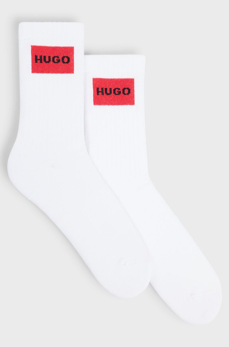 Hugo Boss Paquete de dos pares de calcetines cortos con etiquetas con logo rojas