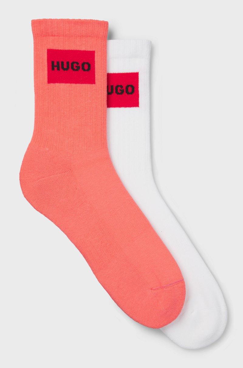 Hugo Boss Paquete de dos pares de calcetines cortos con etiquetas con logo rojas