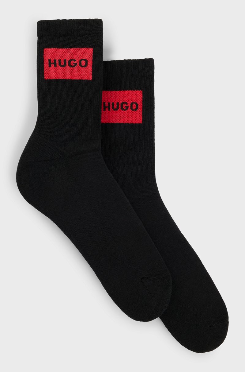 Hugo Boss Paquete de dos pares de calcetines cortos con logos rojos