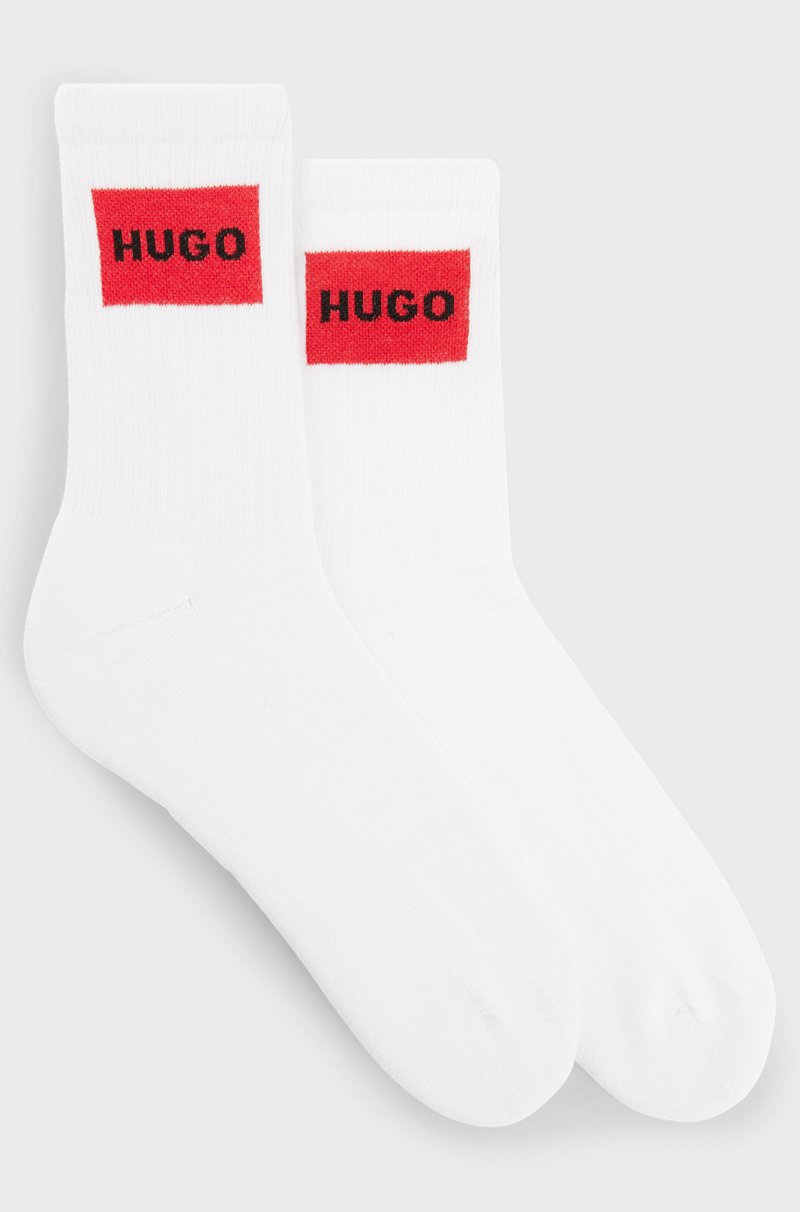 Hugo Boss Paquete de dos pares de calcetines cortos con logos rojos