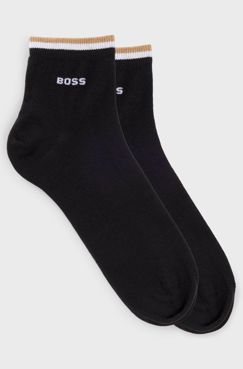 Hugo Boss Paquete de dos pares de calcetines cortos con rayas de la marca en el remate