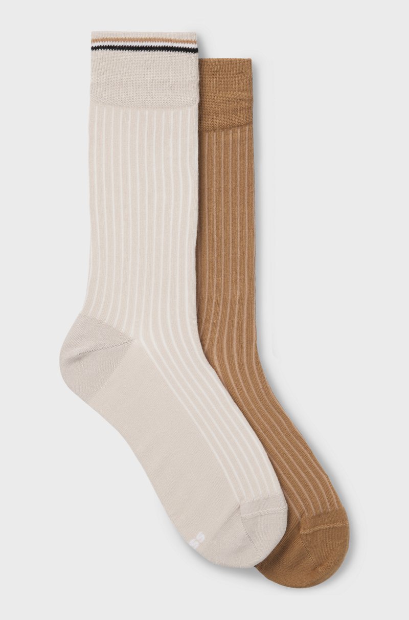 Hugo Boss Paquete de dos pares de calcetines de algodón de largo normal
