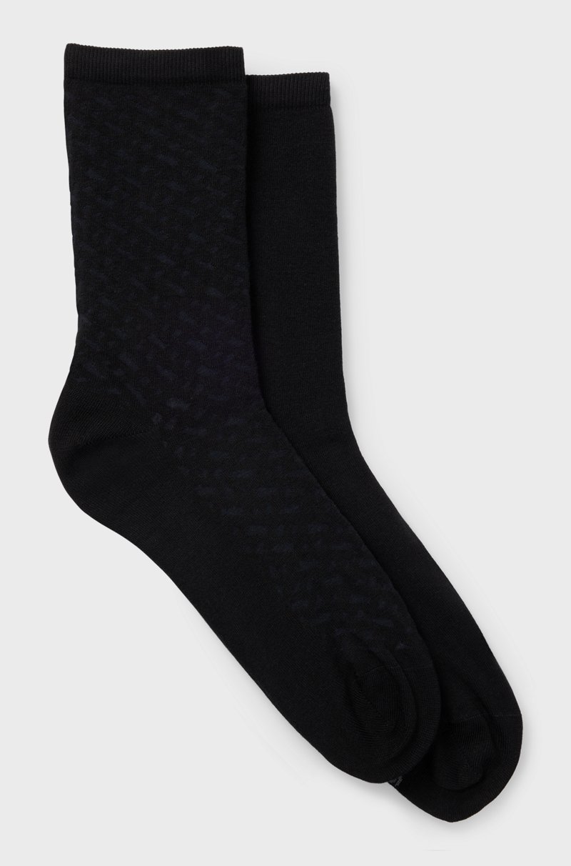 Hugo Boss Paquete de dos pares de calcetines de algodón elástico de largo estándar