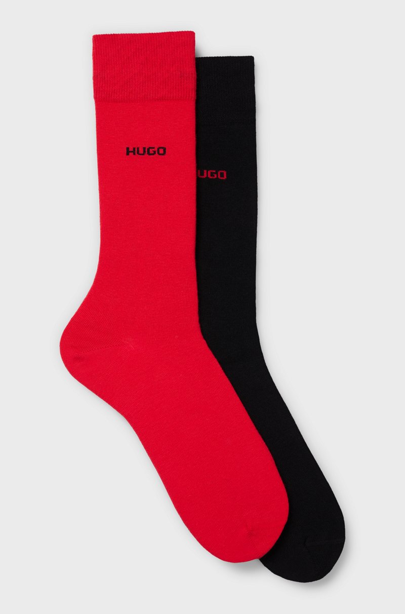 Hugo Boss Paquete de dos pares de calcetines de largo normal en tejido elástico