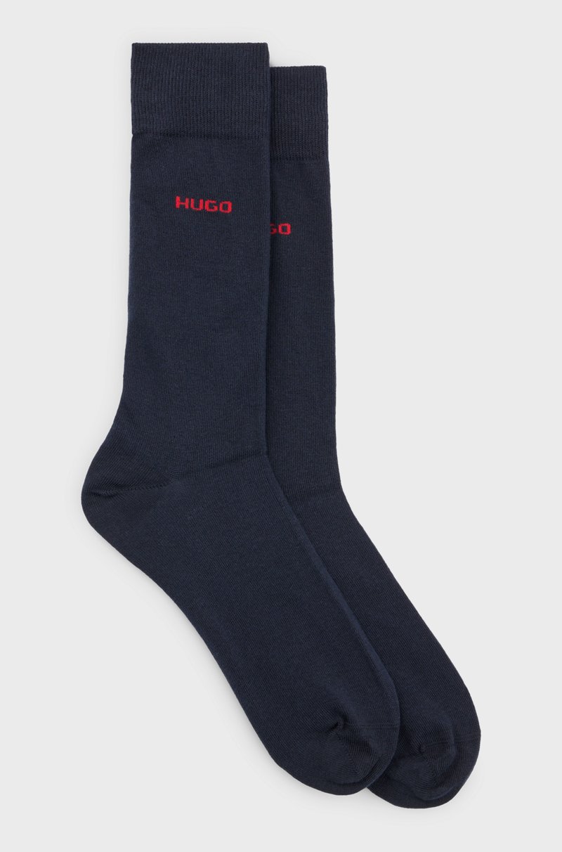 Hugo Boss Paquete de dos pares de calcetines de largo normal en tejido elástico