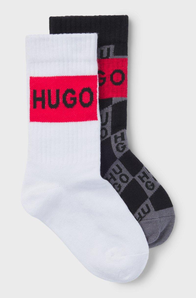 Hugo Boss Paquete de dos pares de calcetines para niños con etiquetas con logo rojas