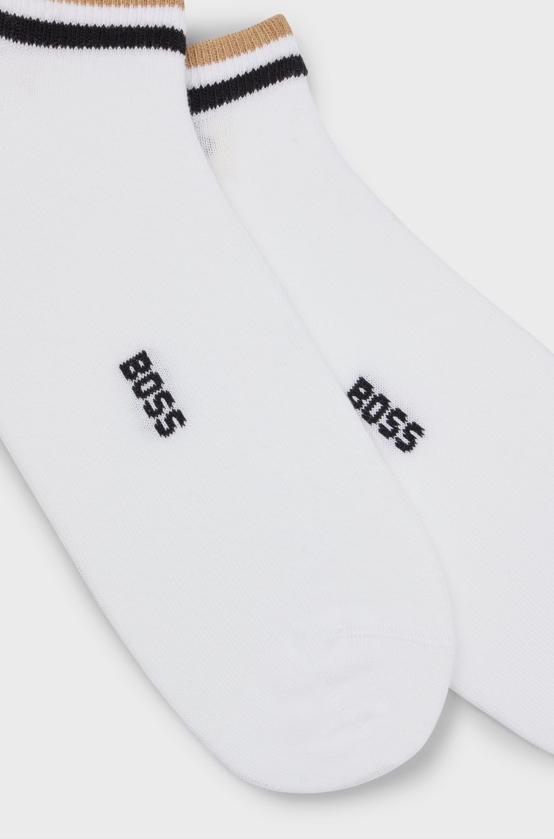Hugo Boss Paquete De Dos Pares De Calcetines Tobilleros Con Rayas De La Marca En El Remate