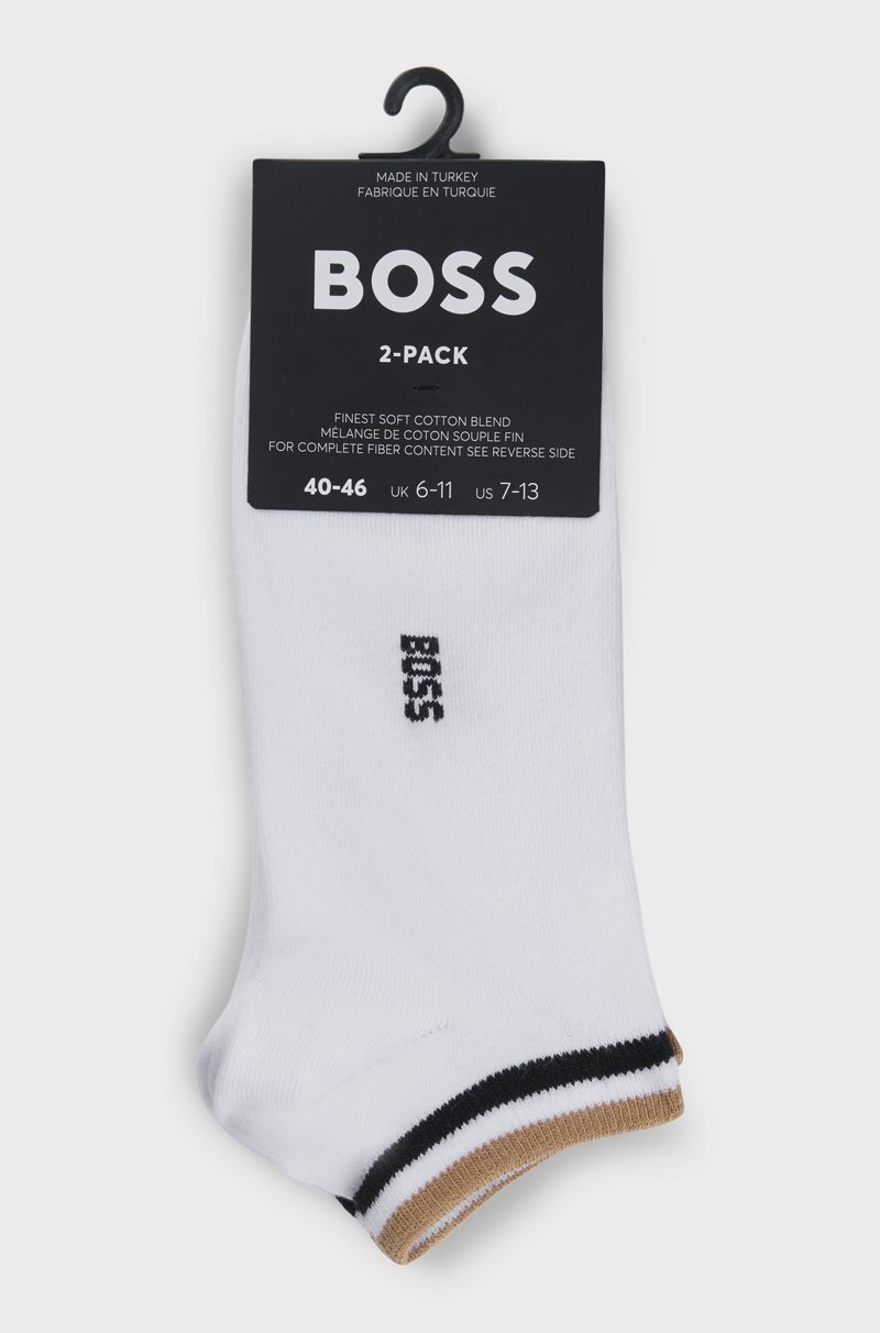 Hugo Boss Paquete De Dos Pares De Calcetines Tobilleros Con Rayas De La Marca En El Remate