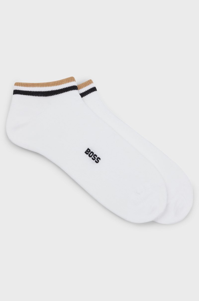 Hugo Boss Paquete de dos pares de calcetines tobilleros con rayas de la marca en el remate