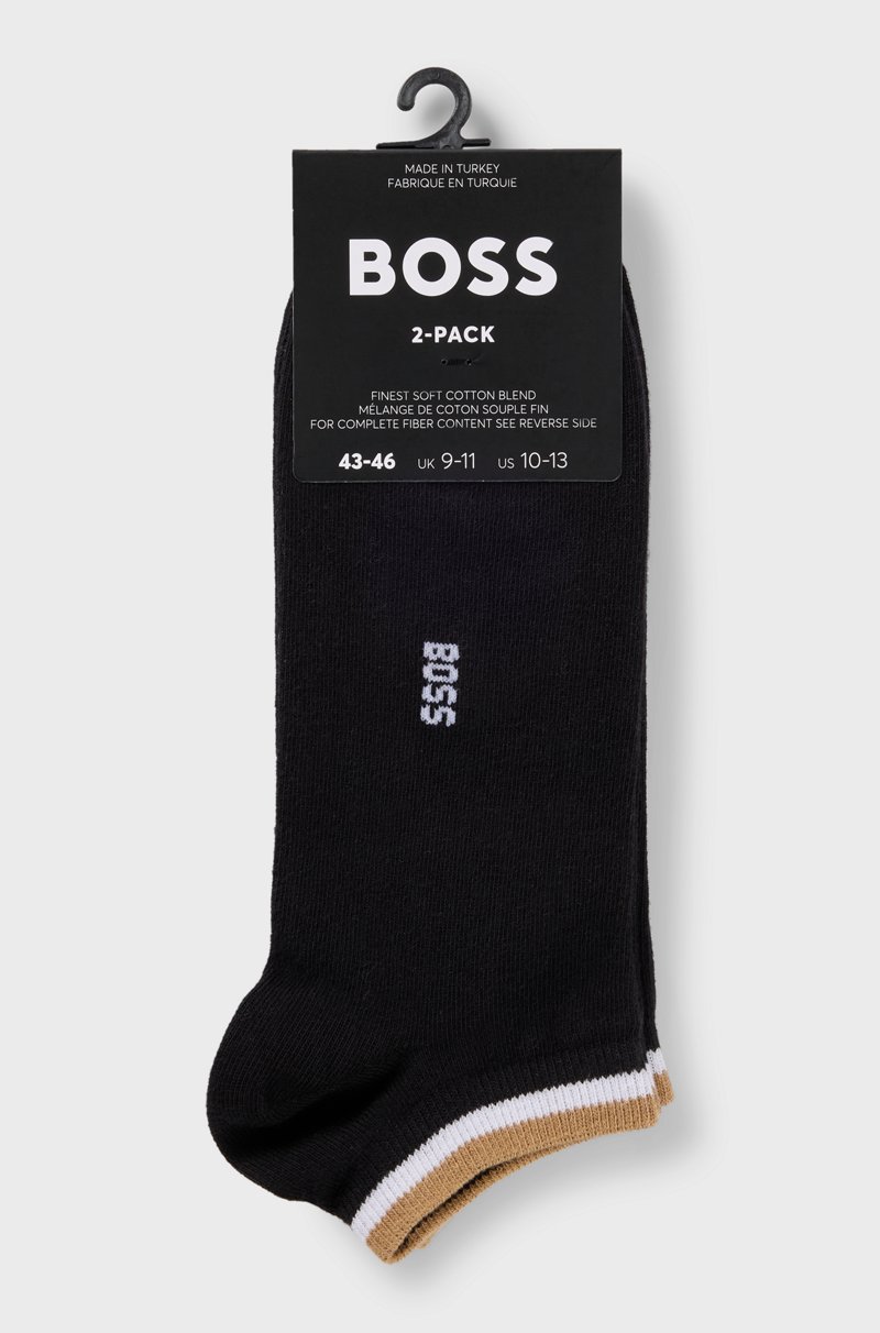 Hugo Boss Paquete De Dos Pares De Calcetines Tobilleros Con Rayas De La Marca En El Remate