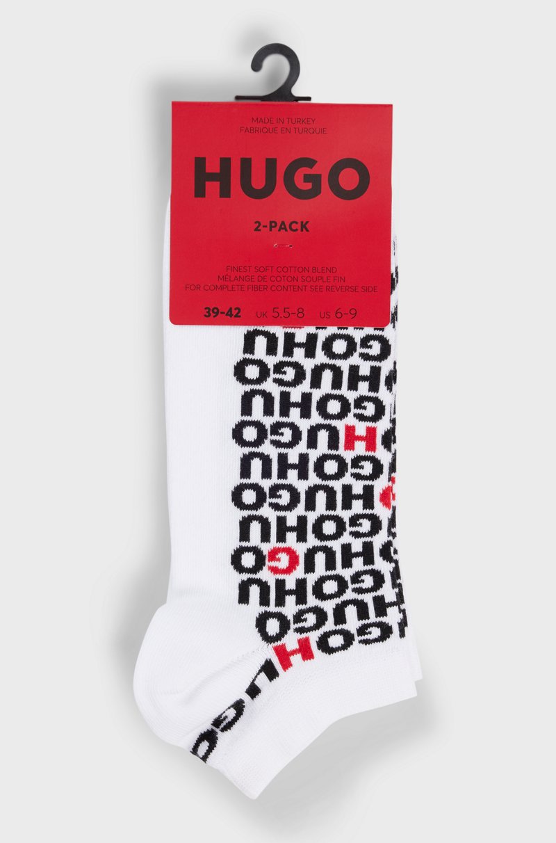 Hugo Boss Paquete De Dos Pares De Calcetines Tobilleros De Mezcla De Algodón Con Logos