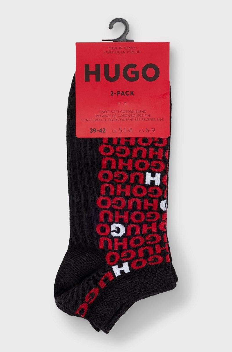 Hugo Boss Paquete De Dos Pares De Calcetines Tobilleros De Mezcla De Algodón Con Logos