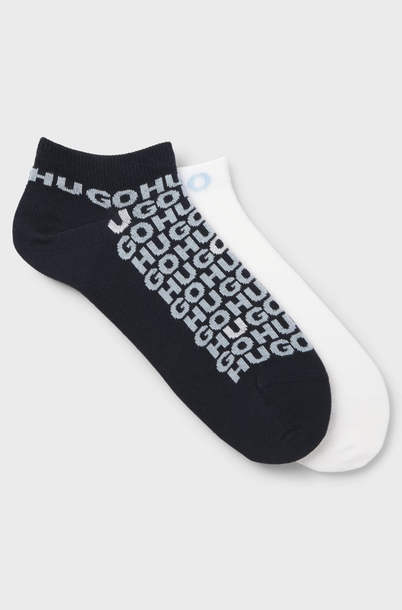 Hugo Boss Paquete de dos pares de calcetines tobilleros de mezcla de algodón con logos