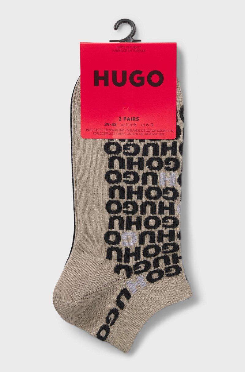 Hugo Boss Paquete De Dos Pares De Calcetines Tobilleros De Mezcla De Algodón Con Logos