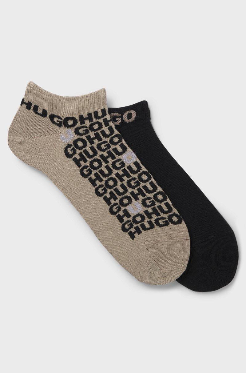 Hugo Boss Paquete de dos pares de calcetines tobilleros de mezcla de algodón con logos