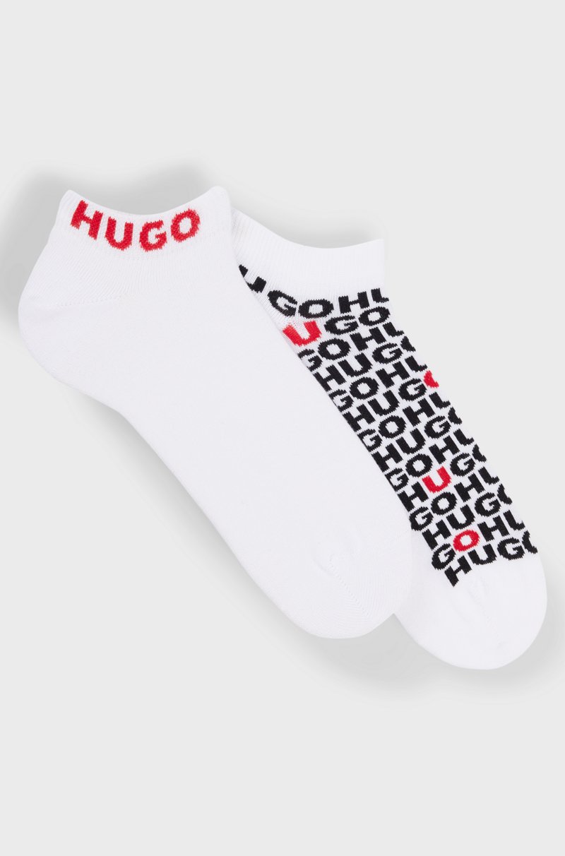 Hugo Boss Paquete de dos pares de calcetines tobilleros de mezcla de algodón con logos