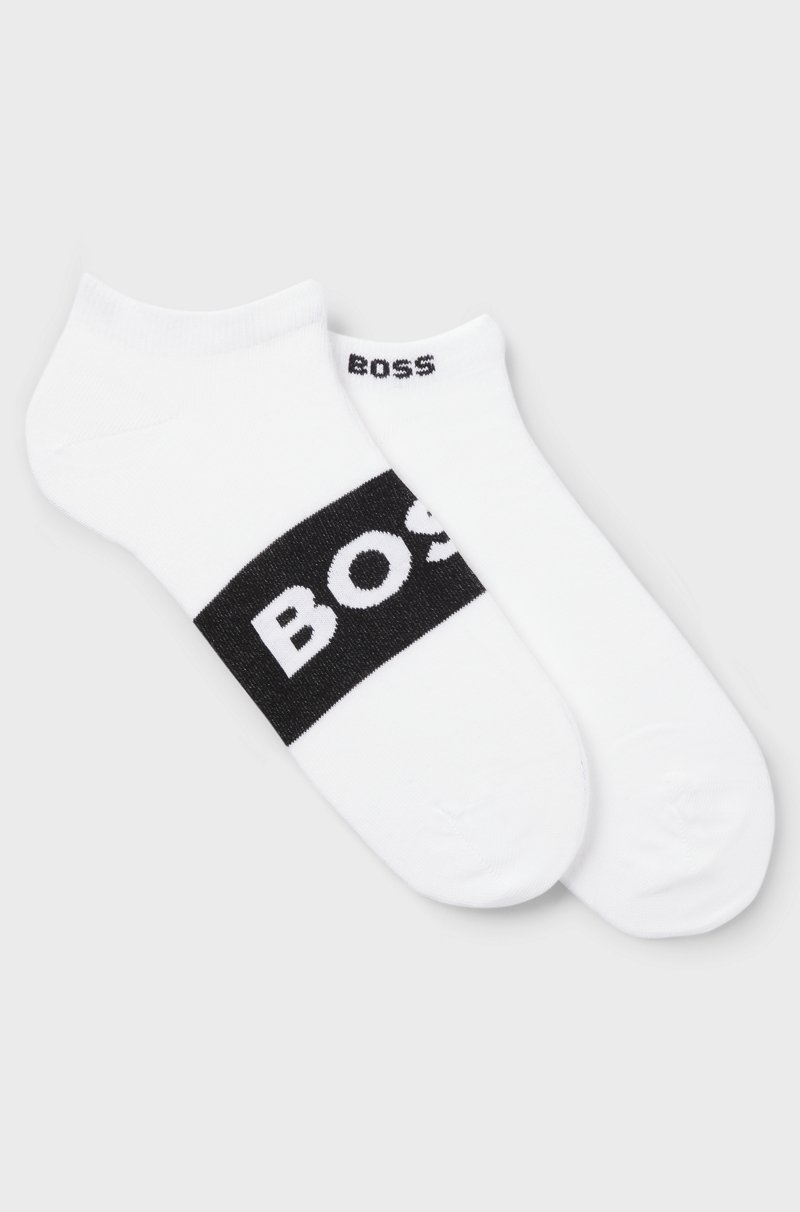 Hugo Boss Paquete de dos pares de calcetines tobilleros de tejido elástico