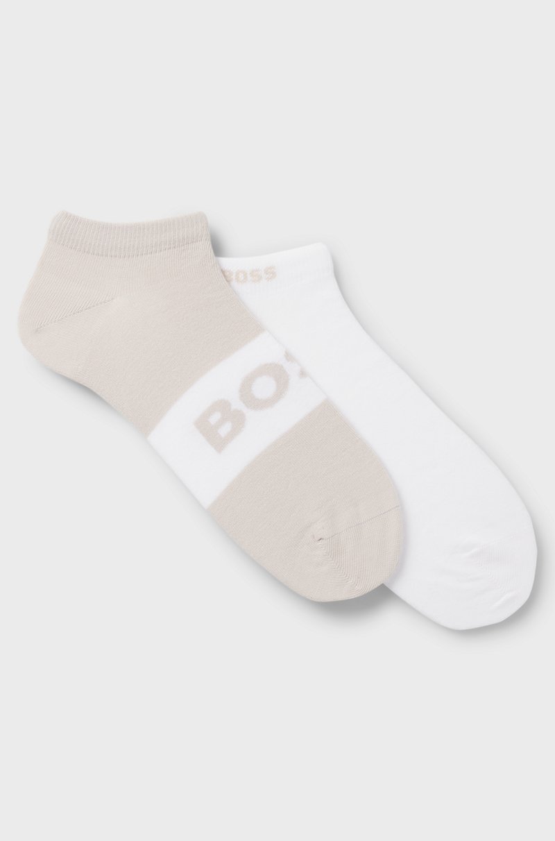 Hugo Boss Paquete de dos pares de calcetines tobilleros de tejido elástico