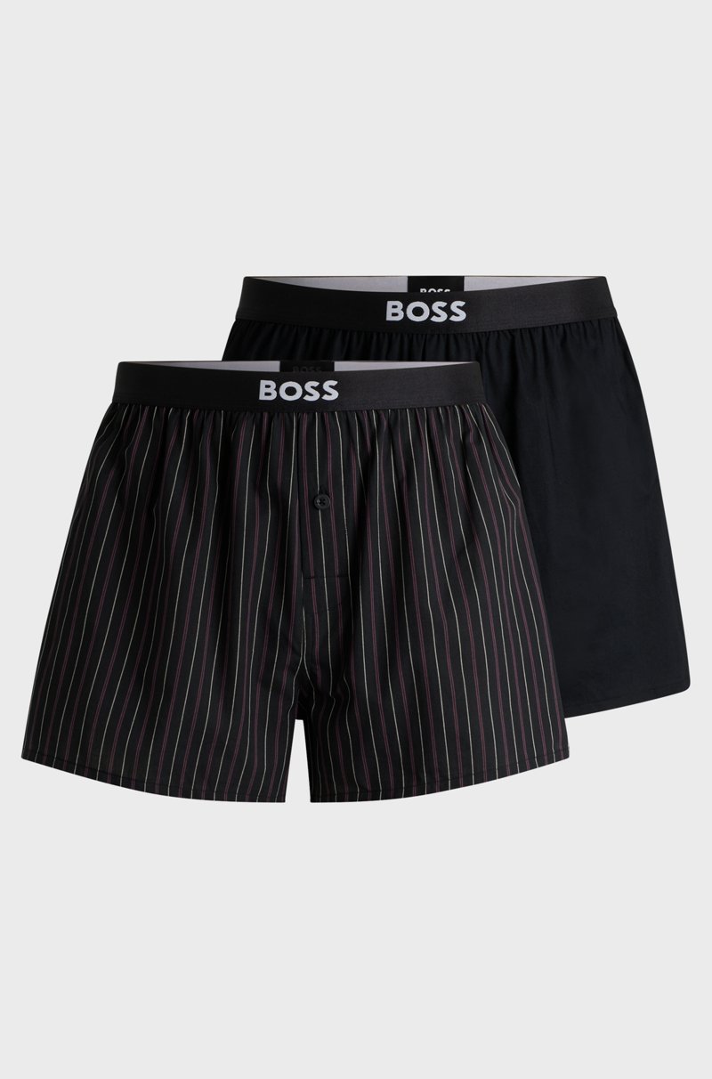 Hugo Boss Paquete de dos shorts de pijama en popelín de algodón con logos