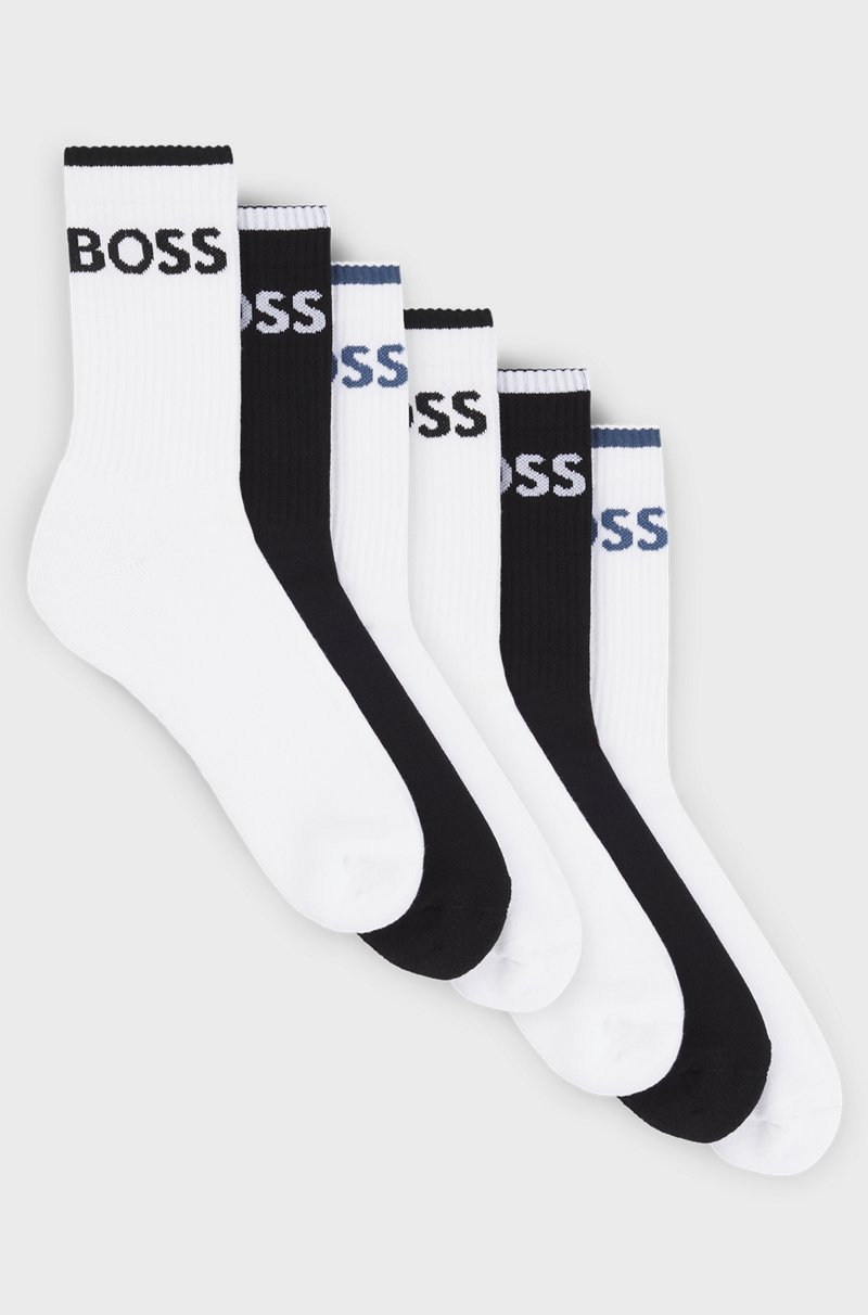 Hugo Boss Paquete de seis pares de calcetines cortos de algodón acanalado
