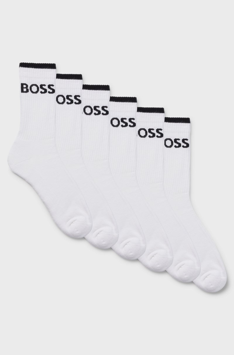 Hugo Boss Paquete de seis pares de calcetines cortos de algodón acanalado
