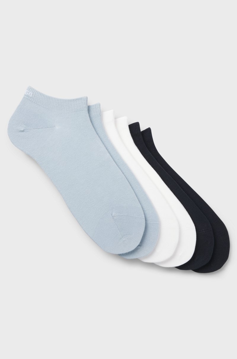 Hugo Boss Paquete de seis pares de calcetines tobilleros de algodón con logos