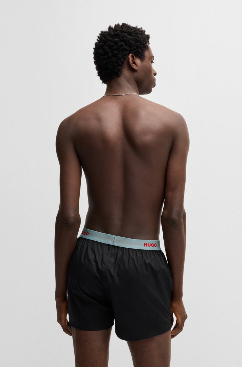 Hugo Boss Paquete De Tres Calzoncillos Bóxer De Algodón Con Logos En La Cintura