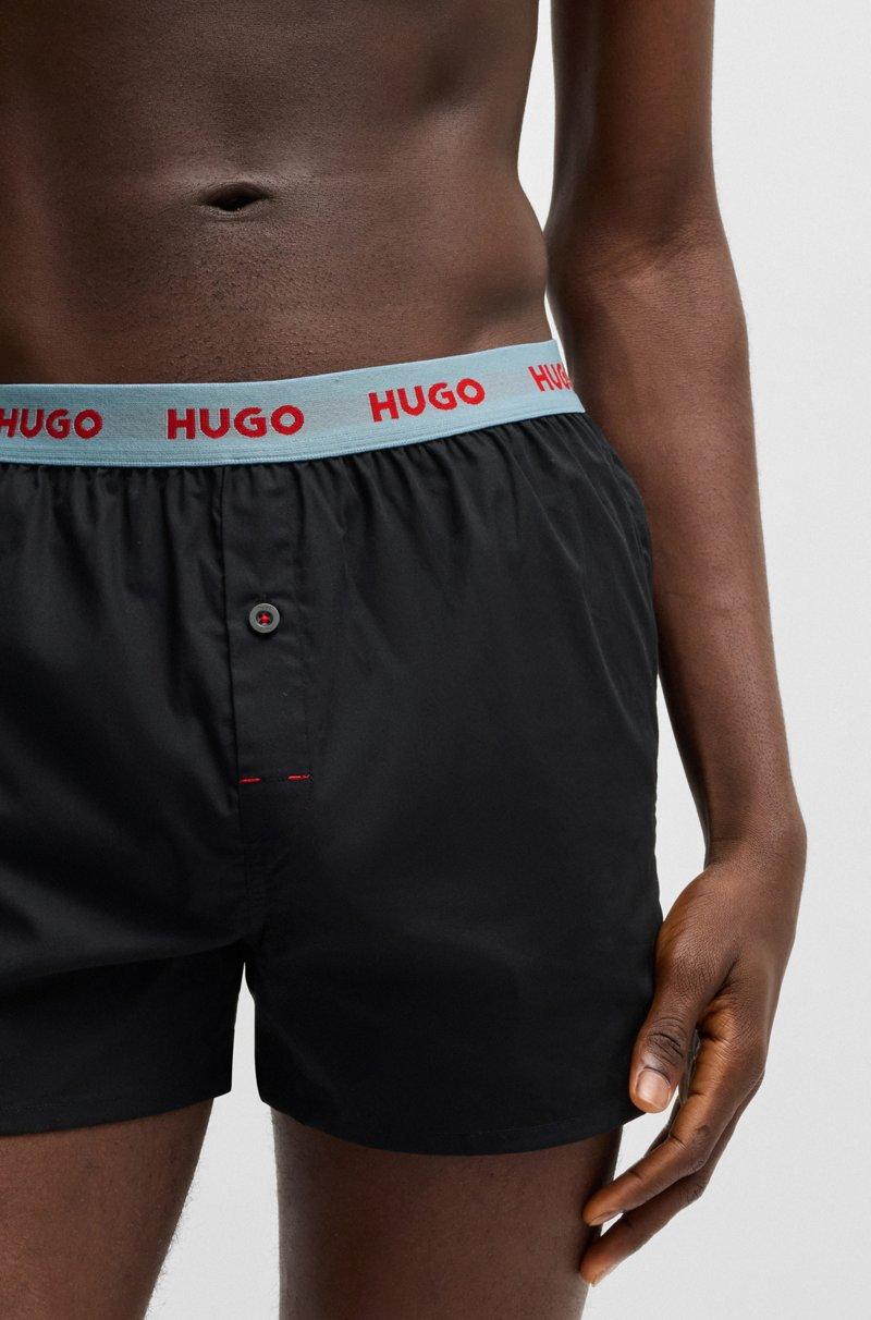 Hugo Boss Paquete De Tres Calzoncillos Bóxer De Algodón Con Logos En La Cintura