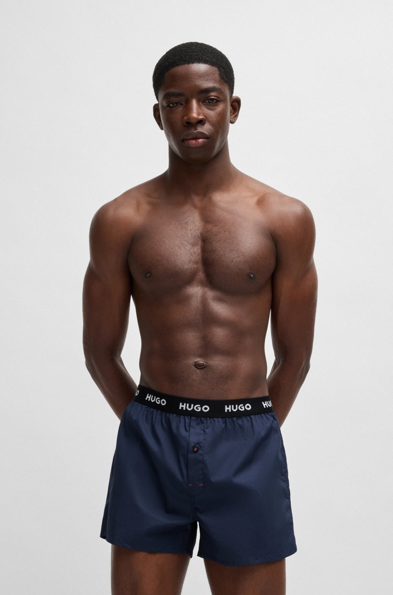 Hugo Boss Paquete De Tres Calzoncillos Bóxer De Algodón Con Logos En La Cintura