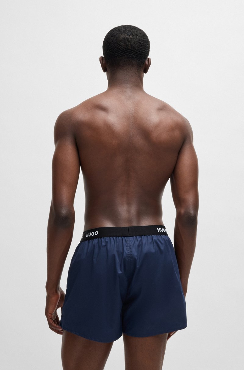 Hugo Boss Paquete De Tres Calzoncillos Bóxer De Algodón Con Logos En La Cintura