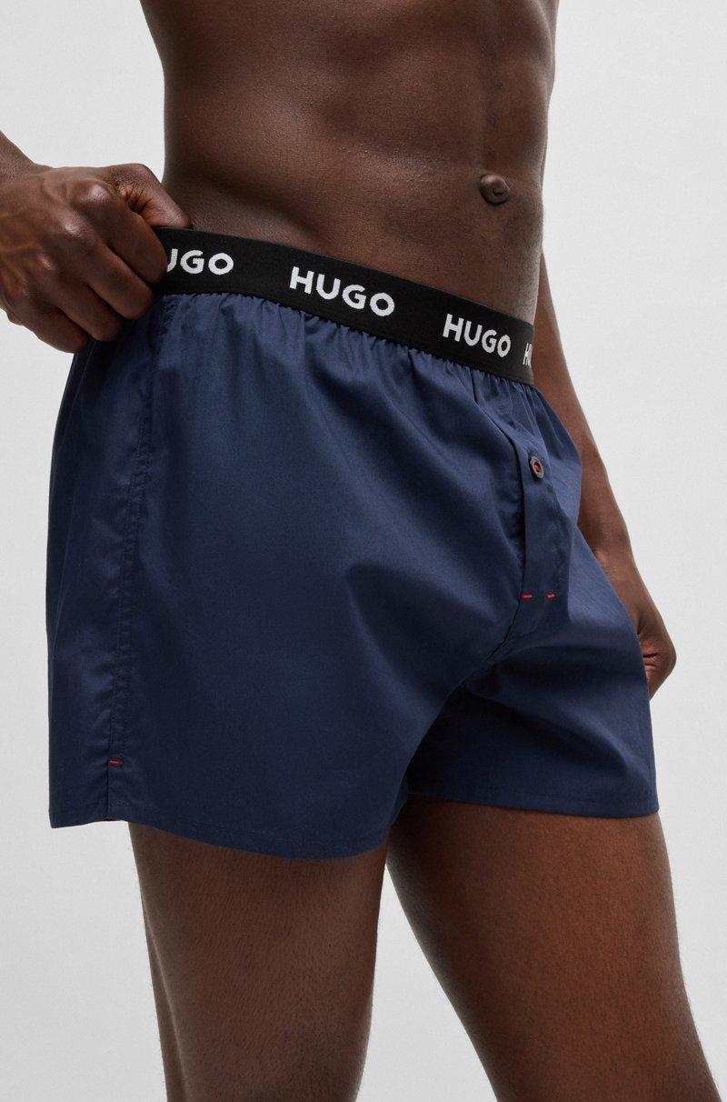 Hugo Boss Paquete De Tres Calzoncillos Bóxer De Algodón Con Logos En La Cintura