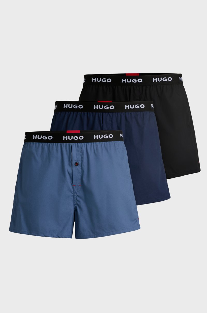 Hugo Boss Paquete de tres calzoncillos bóxer de algodón con logos en la cintura