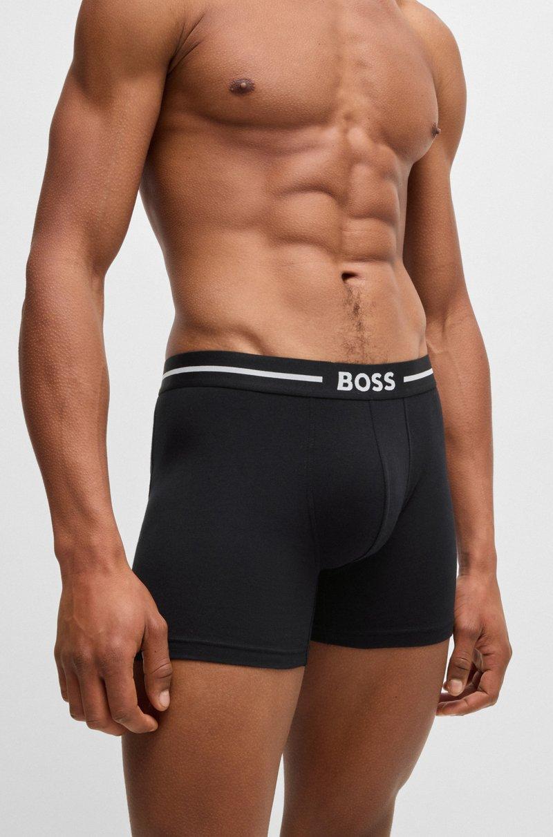 Hugo Boss Paquete De Tres Calzoncillos Bóxer De Algodón Elástico Con Logo