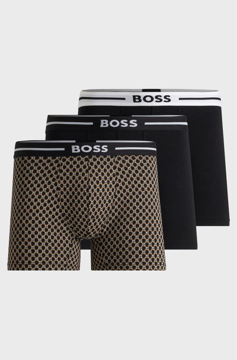 Hugo Boss Paquete de tres calzoncillos bóxer de algodón elástico con logo