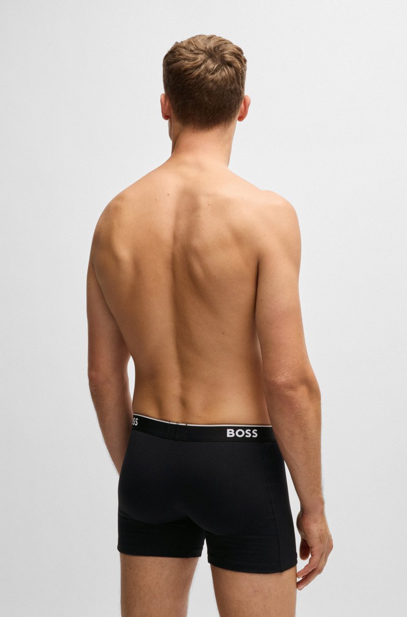 Hugo Boss Paquete De Tres Calzoncillos Bóxer En Algodón Elástico Con Logos