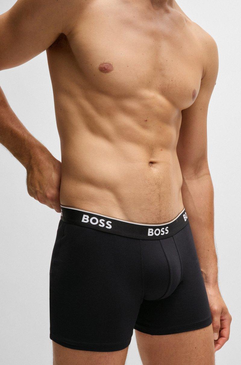 Hugo Boss Paquete De Tres Calzoncillos Bóxer En Algodón Elástico Con Logos