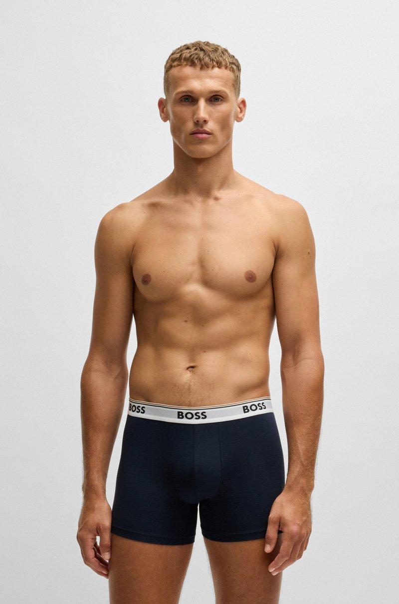 Hugo Boss Paquete De Tres Calzoncillos Bóxer En Algodón Elástico Con Logos